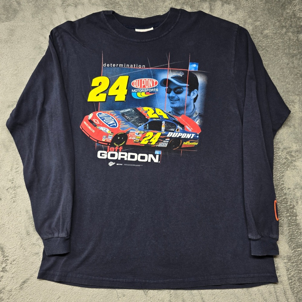 Vintage Winners Circle Jeff‎ Gordon NASCAR DuPont #24 Navy Long Sleeve Shirt LG